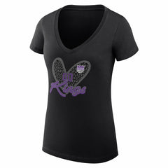 Sacramento Kings G-III 4Her by Carl Banks Women's Super-Slim Fit Lightweight Leopard Heart V-Neck T-Shirt Discount