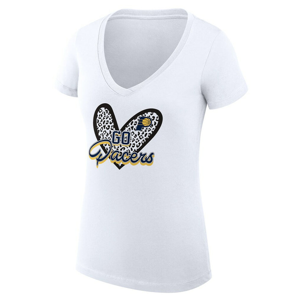 Indiana Pacers G-III 4Her by Carl Banks Women's Super-Slim Fit Lightweight Leopard Heart V-Neck T-Shirt Outlet
