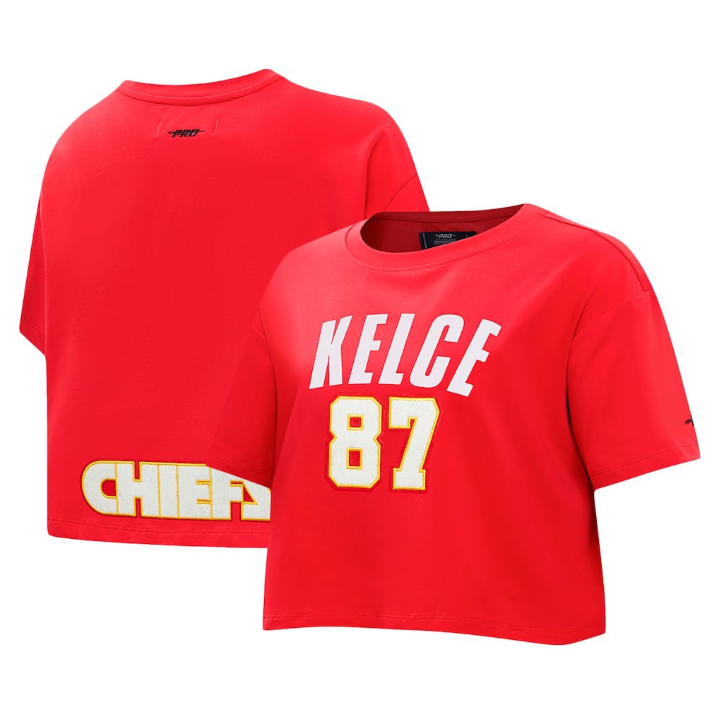 Kansas City Chiefs  Travis Kelce  Pro Standard Women's Player Name & Number Cropped Boxy T-Shirt