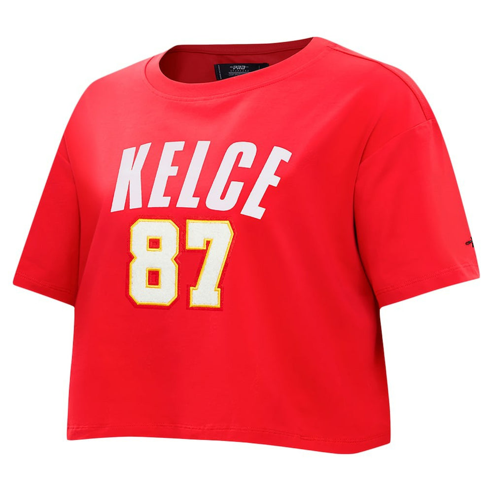 Kansas City Chiefs  Travis Kelce  Pro Standard Women's Player Name & Number Cropped Boxy T-Shirt