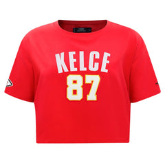 Kansas City Chiefs  Travis Kelce  Pro Standard Women's Player Name & Number Cropped Boxy T-Shirt