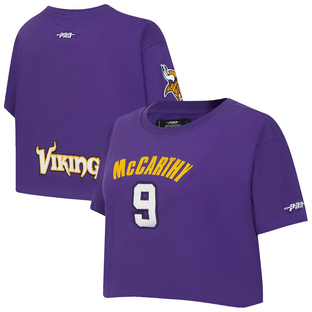 Minnesota Vikings  J.J. McCarthy  Pro Standard Women's Player Name & Number Cropped Boxy T-Shirt