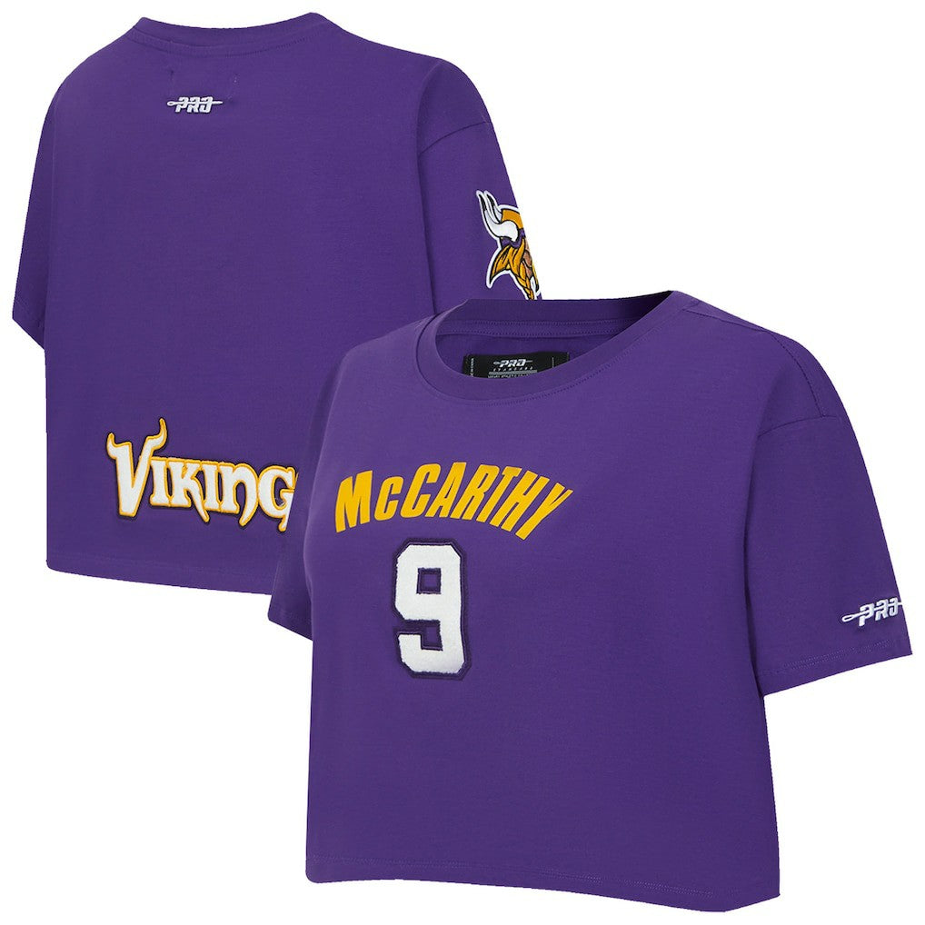 Minnesota Vikings  J.J. McCarthy  Pro Standard Women's Player Name & Number Cropped Boxy T-Shirt