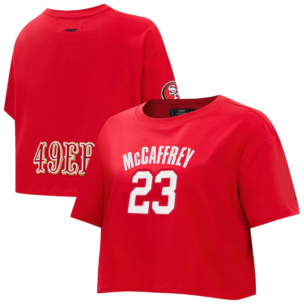 San Francisco 49ers  Christian McCaffrey  Pro Standard Women's Player Name & Number Cropped Boxy T-Shirt