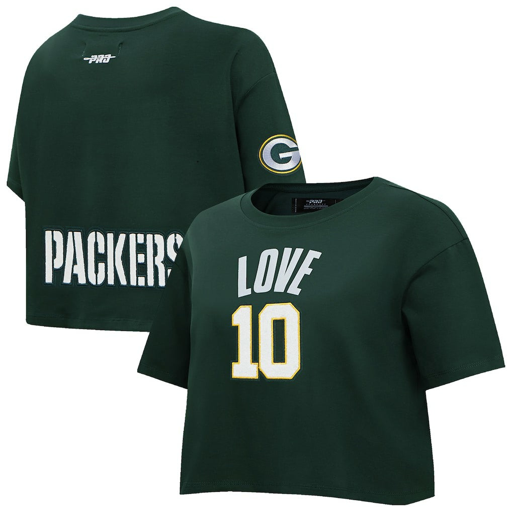 Green Bay Packers  Jordan Love  Pro Standard Women's Player Name & Number Cropped Boxy T-Shirt