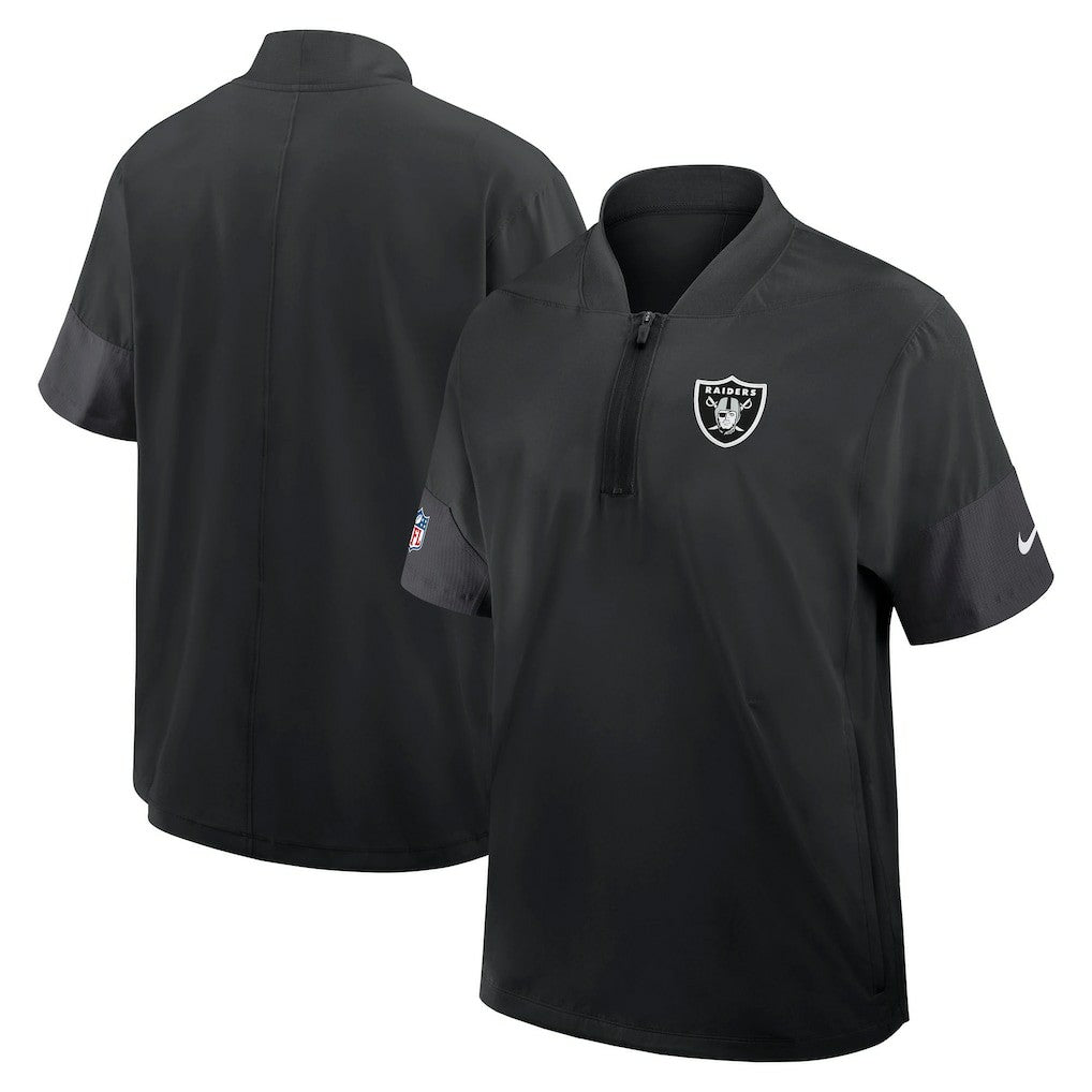 Las Vegas Raiders Nike Sideline Short Sleeve Quarter-Zip Dri-FIT Coach Jacket