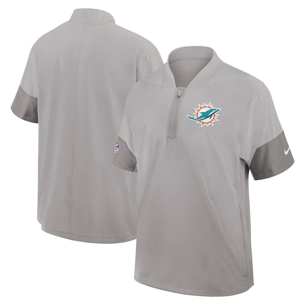 Miami Dolphins Nike Sideline Short Sleeve Quarter-Zip Dri-FIT Coach Jacket