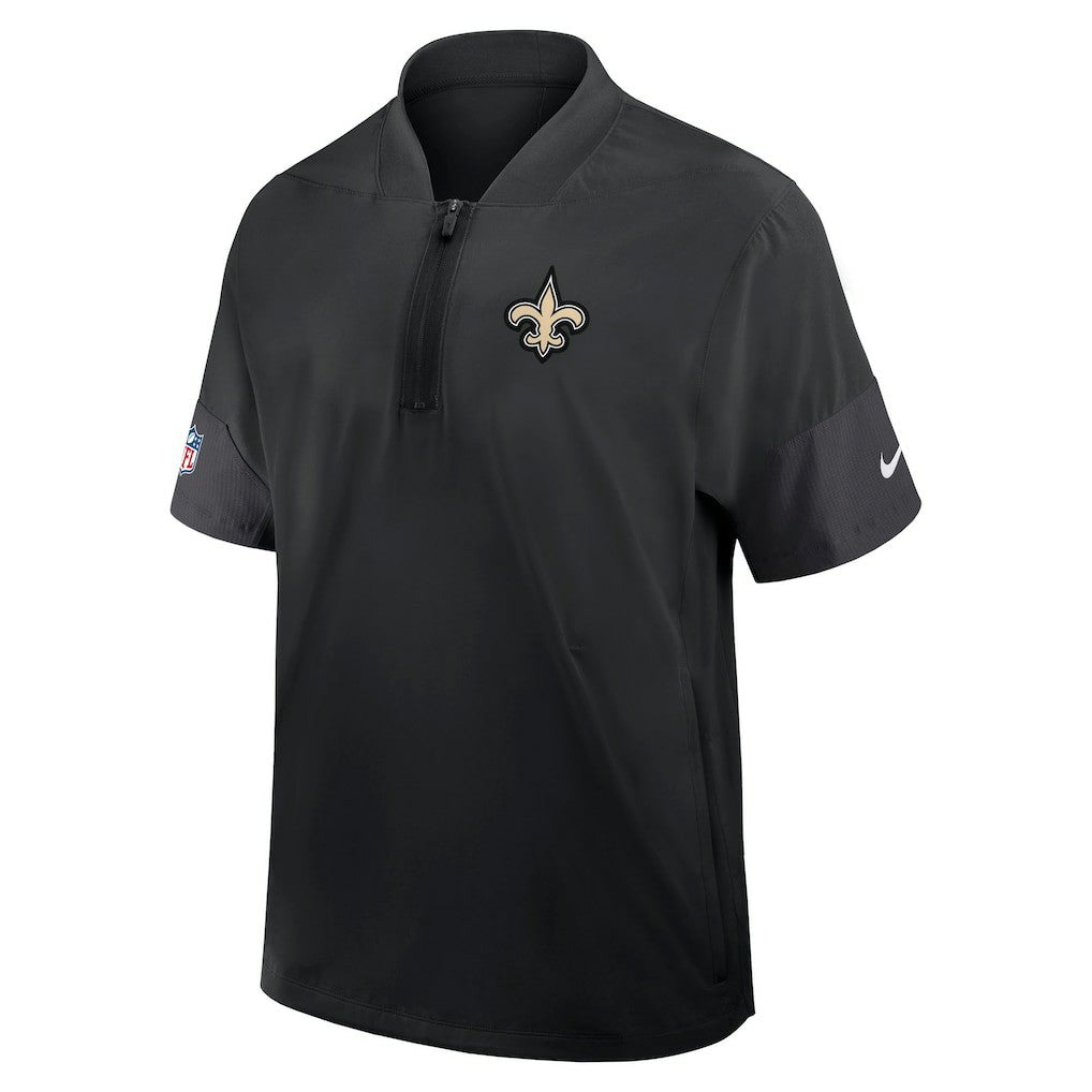New Orleans Saints Nike Sideline Short Sleeve Quarter-Zip Dri-FIT Coach Jacket