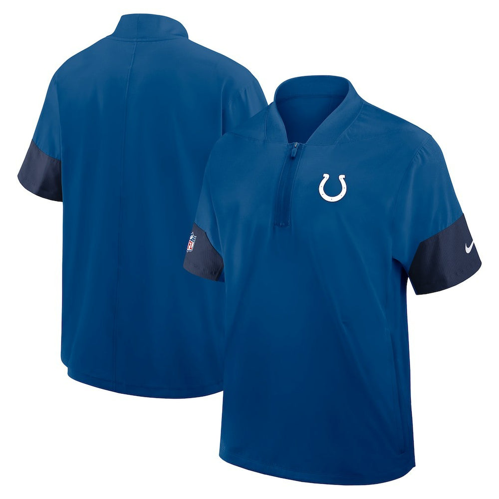 Indianapolis Colts Nike Sideline Short Sleeve Quarter-Zip Dri-FIT Coach Jacket