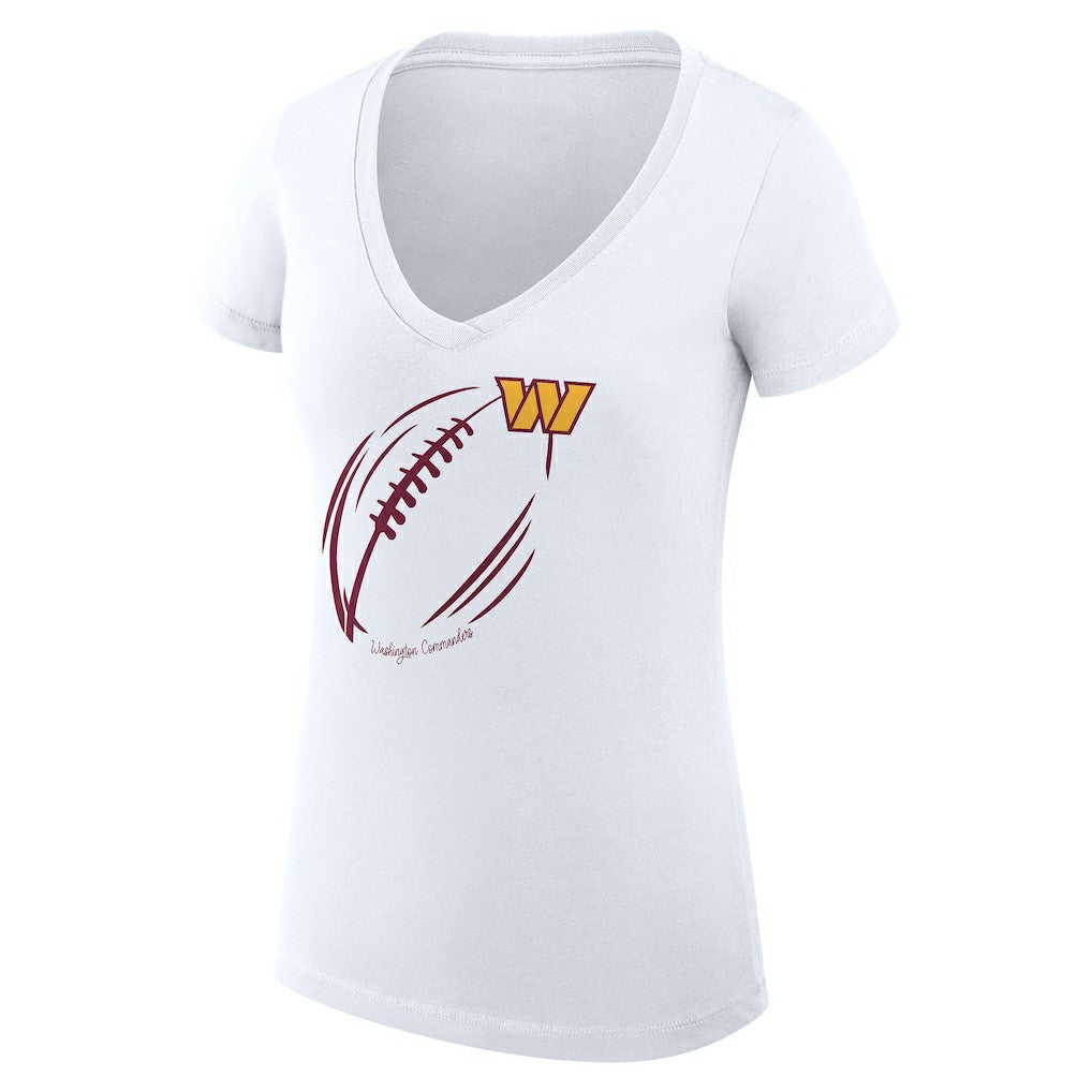 Washington Commanders  G-III 4Her by Carl Banks Women's Super-Slim Fit Lightweight Subtle Football V-Neck T-Shirt