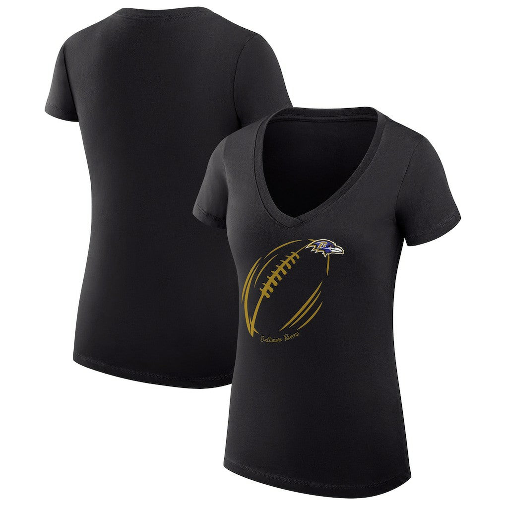 Baltimore Ravens  G-III 4Her by Carl Banks Women's Super-Slim Fit Lightweight Subtle Football V-Neck T-Shirt