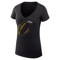 Baltimore Ravens  G-III 4Her by Carl Banks Women's Super-Slim Fit Lightweight Subtle Football V-Neck T-Shirt