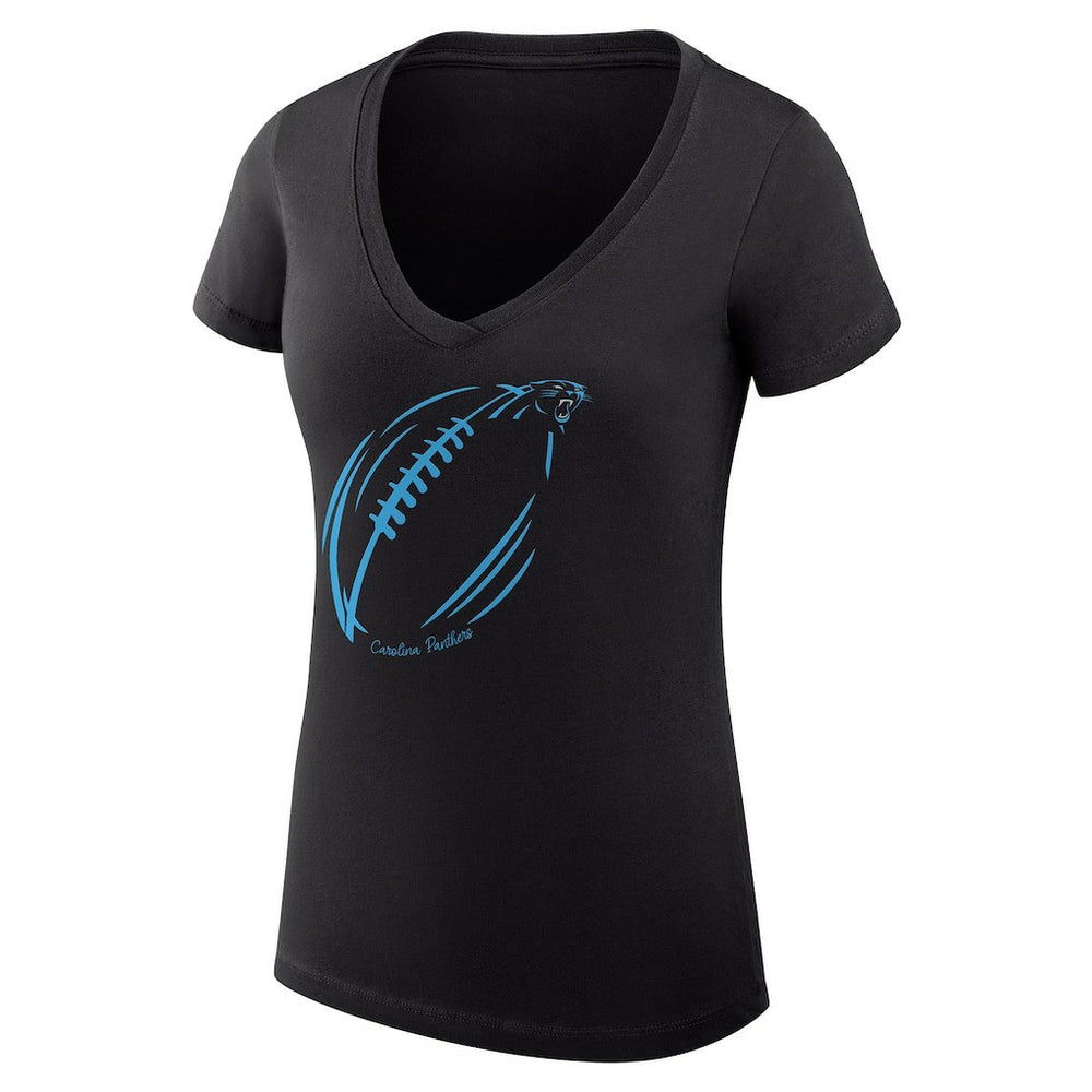 Carolina Panthers  G-III 4Her by Carl Banks Women's Super-Slim Fit Lightweight Subtle Football V-Neck T-Shirt