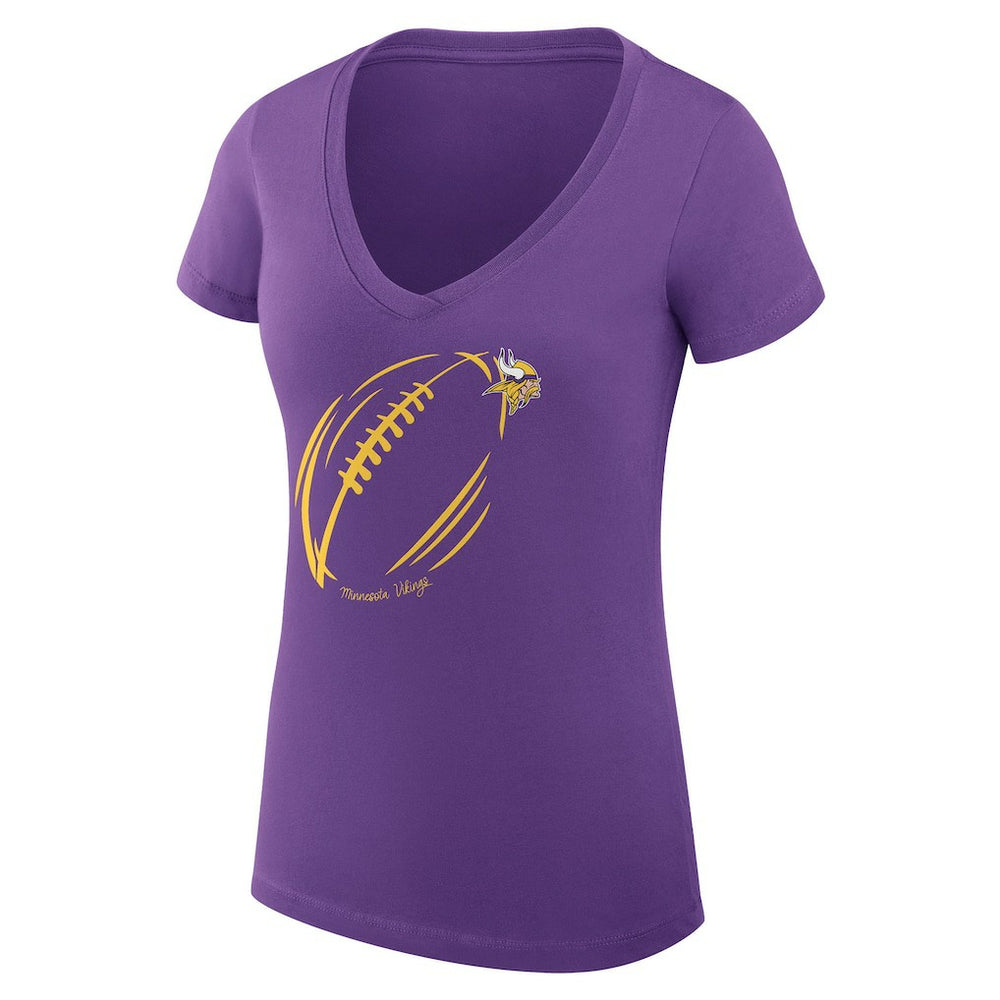Minnesota Vikings  G-III 4Her by Carl Banks Women's Super-Slim Fit Lightweight Subtle Football V-Neck T-Shirt