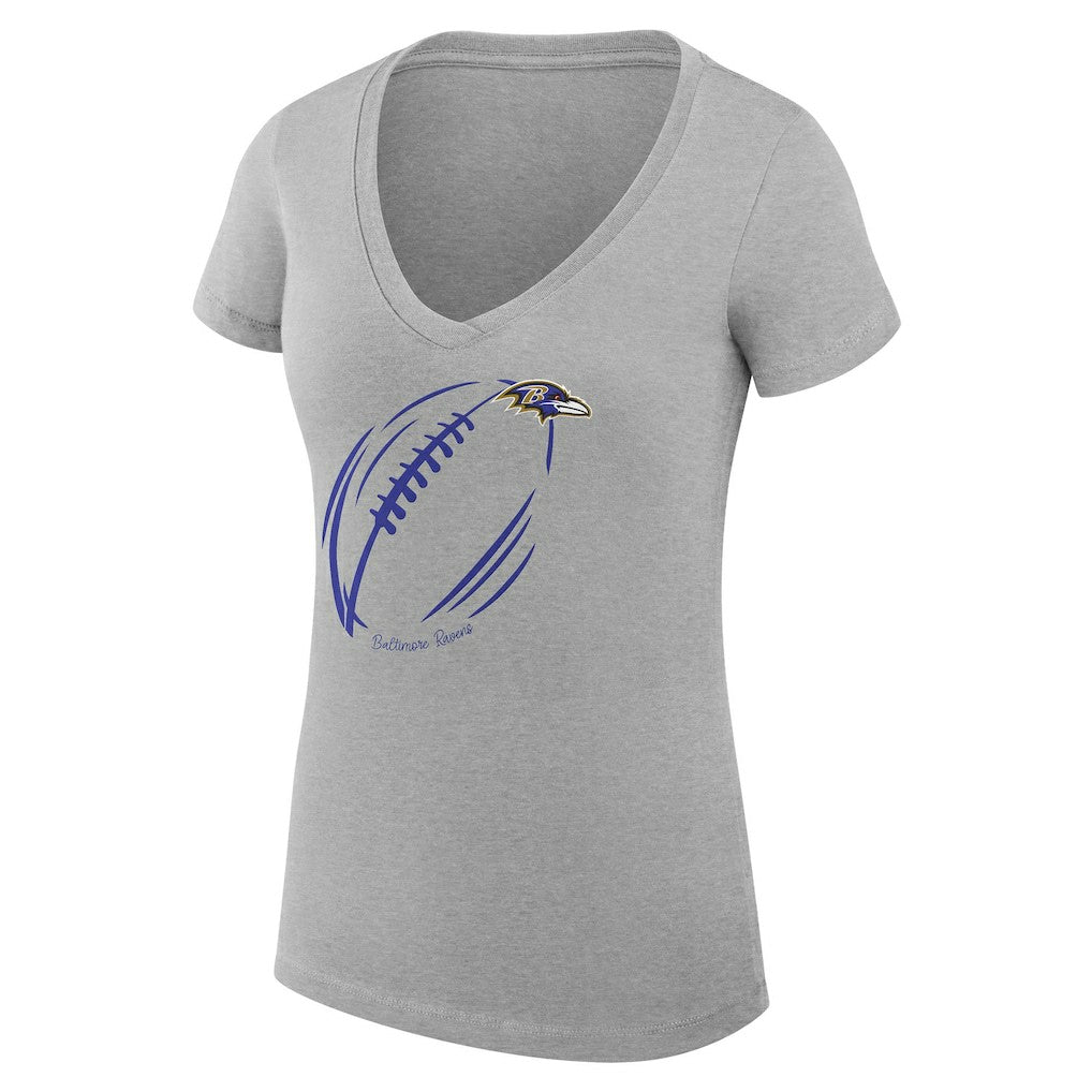 Baltimore Ravens  G-III 4Her by Carl Banks Women's Super-Slim Fit Lightweight Subtle Football V-Neck T-Shirt