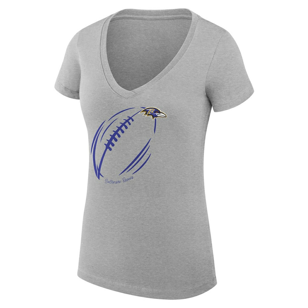 Baltimore Ravens  G-III 4Her by Carl Banks Women's Super-Slim Fit Lightweight Subtle Football V-Neck T-Shirt