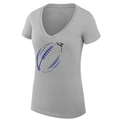 Baltimore Ravens  G-III 4Her by Carl Banks Women's Super-Slim Fit Lightweight Subtle Football V-Neck T-Shirt