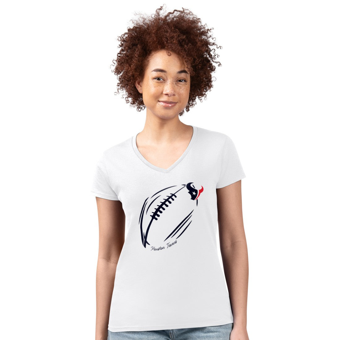 Houston Texans  G-III 4Her by Carl Banks Women's Super-Slim Fit Lightweight Subtle Football V-Neck T-Shirt