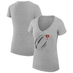 Cincinnati Bengals  G-III 4Her by Carl Banks Women's Super-Slim Fit Lightweight Subtle Football V-Neck T-Shirt