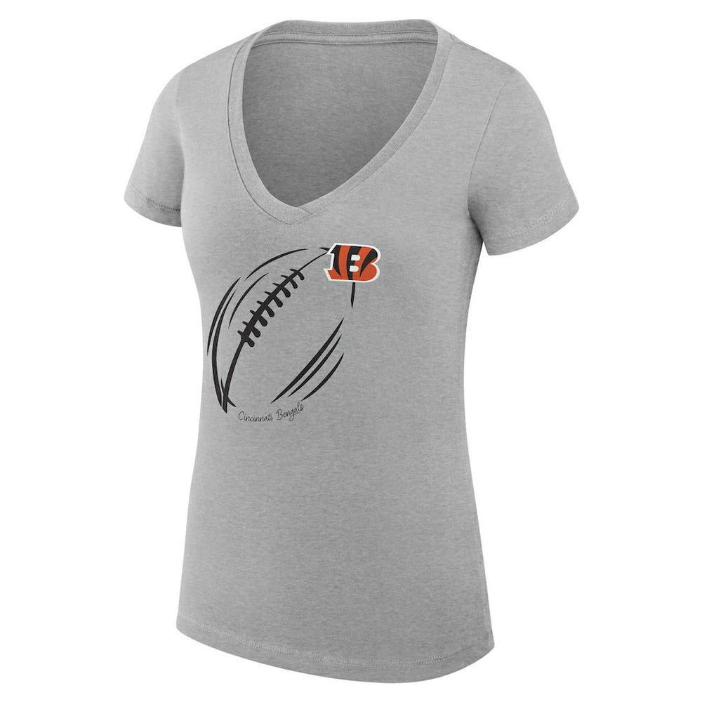 Cincinnati Bengals  G-III 4Her by Carl Banks Women's Super-Slim Fit Lightweight Subtle Football V-Neck T-Shirt