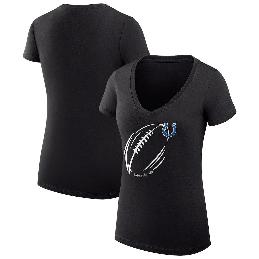 Indianapolis Colts  G-III 4Her by Carl Banks Women's Super-Slim Fit Lightweight Subtle Football V-Neck T-Shirt