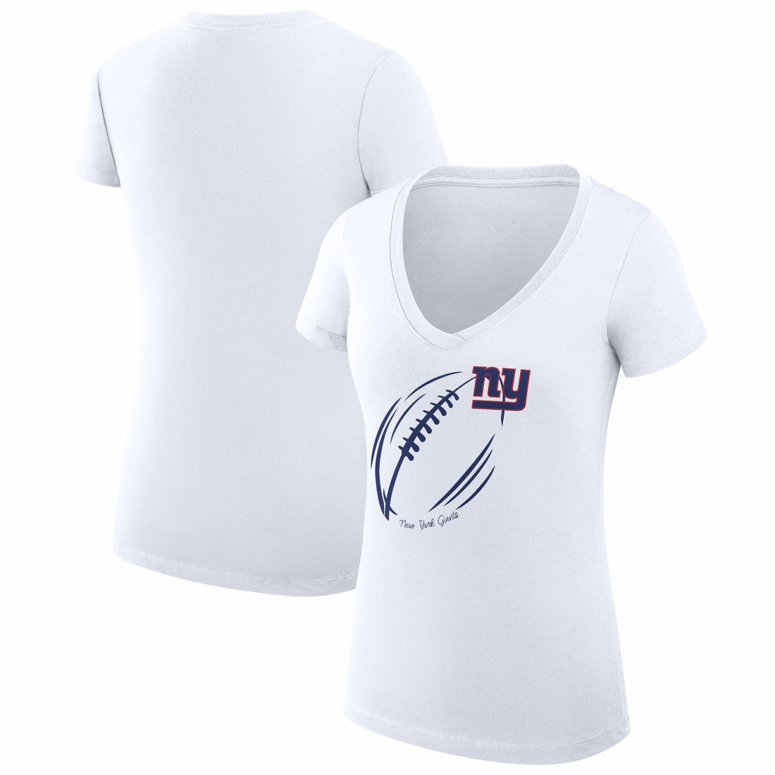 New York Giants  G-III 4Her by Carl Banks Women's Super-Slim Fit Lightweight Subtle Football V-Neck T-Shirt