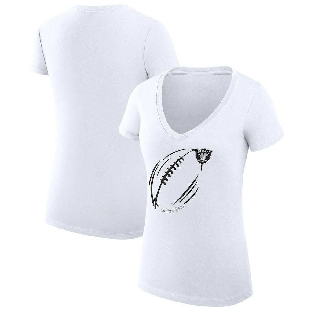 Las Vegas Raiders  G-III 4Her by Carl Banks Women's Super-Slim Fit Lightweight Subtle Football V-Neck T-Shirt