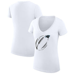 Carolina Panthers  G-III 4Her by Carl Banks Women's Super-Slim Fit Lightweight Subtle Football V-Neck T-Shirt