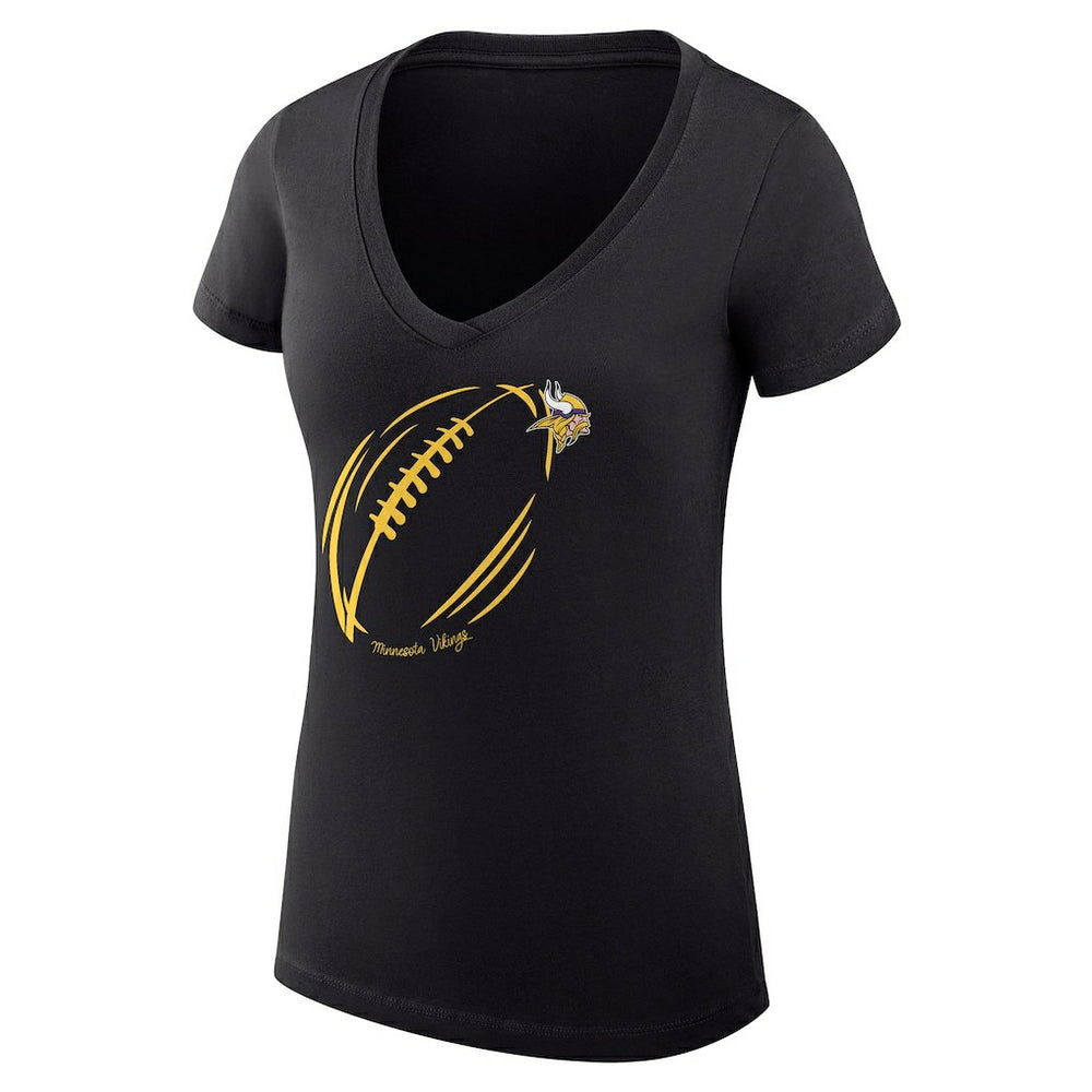 Minnesota Vikings  G-III 4Her by Carl Banks Women's Super-Slim Fit Lightweight Subtle Football V-Neck T-Shirt