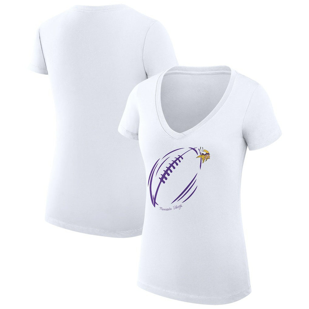 Minnesota Vikings  G-III 4Her by Carl Banks Women's Super-Slim Fit Lightweight Subtle Football V-Neck T-Shirt