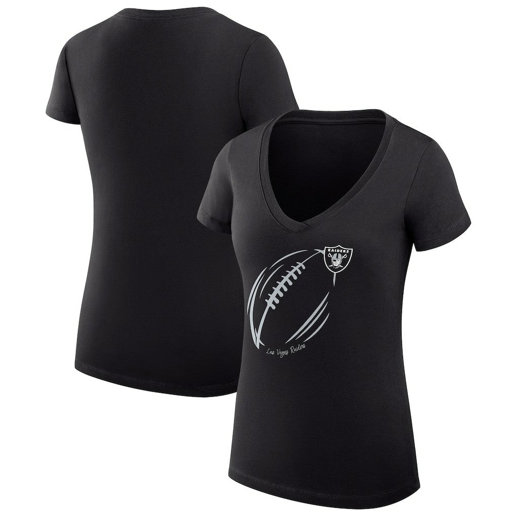 Las Vegas Raiders  G-III 4Her by Carl Banks Women's Super-Slim Fit Lightweight Subtle Football V-Neck T-Shirt