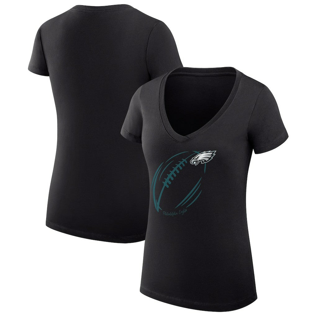 Philadelphia Eagles  G-III 4Her by Carl Banks Women's Super-Slim Fit Lightweight Subtle Football V-Neck T-Shirt