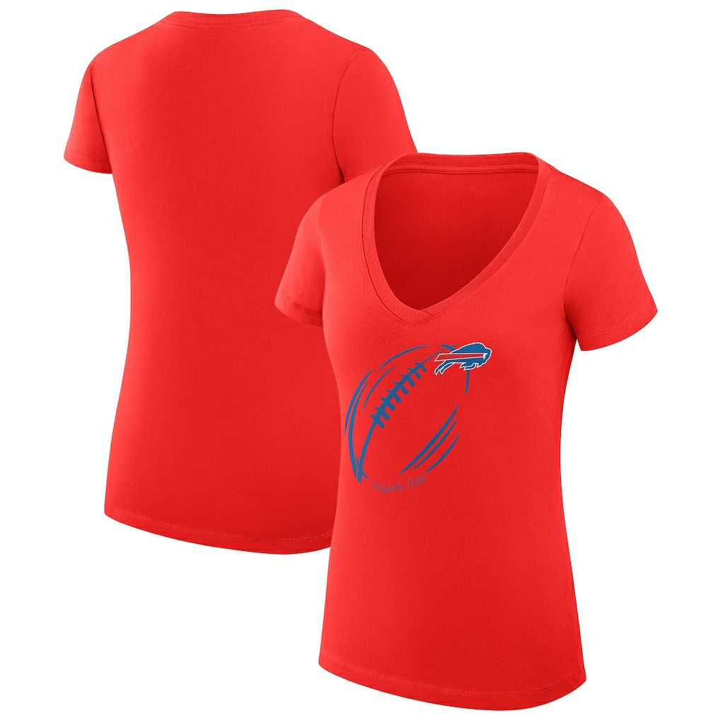 Buffalo Bills  G-III 4Her by Carl Banks Women's Super-Slim Fit Lightweight Subtle Football V-Neck T-Shirt