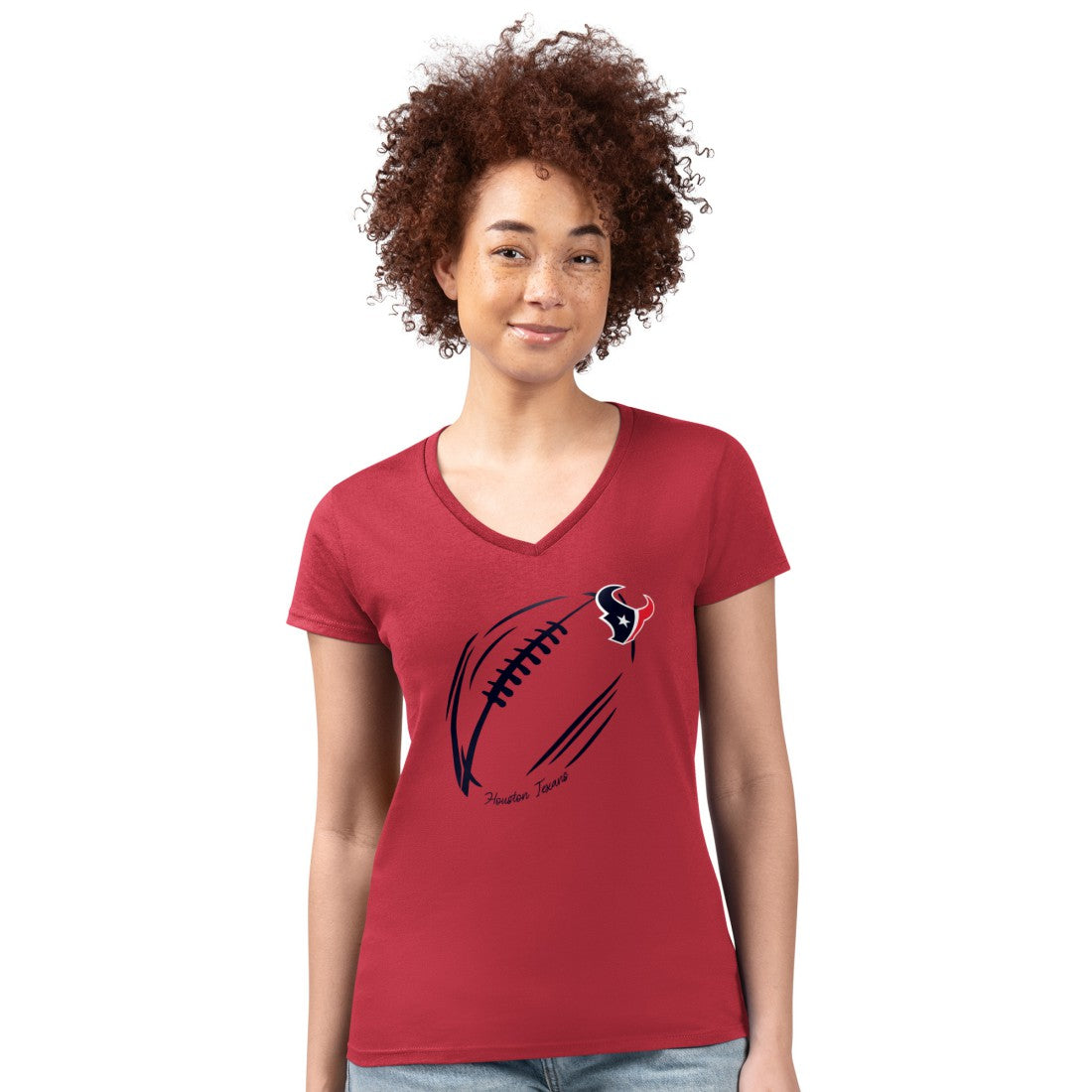 Houston Texans  G-III 4Her by Carl Banks Women's Super-Slim Fit Lightweight Subtle Football V-Neck T-Shirt