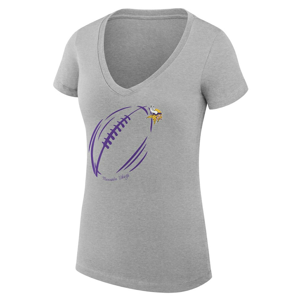 Minnesota Vikings  G-III 4Her by Carl Banks Women's Super-Slim Fit Lightweight Subtle Football V-Neck T-Shirt