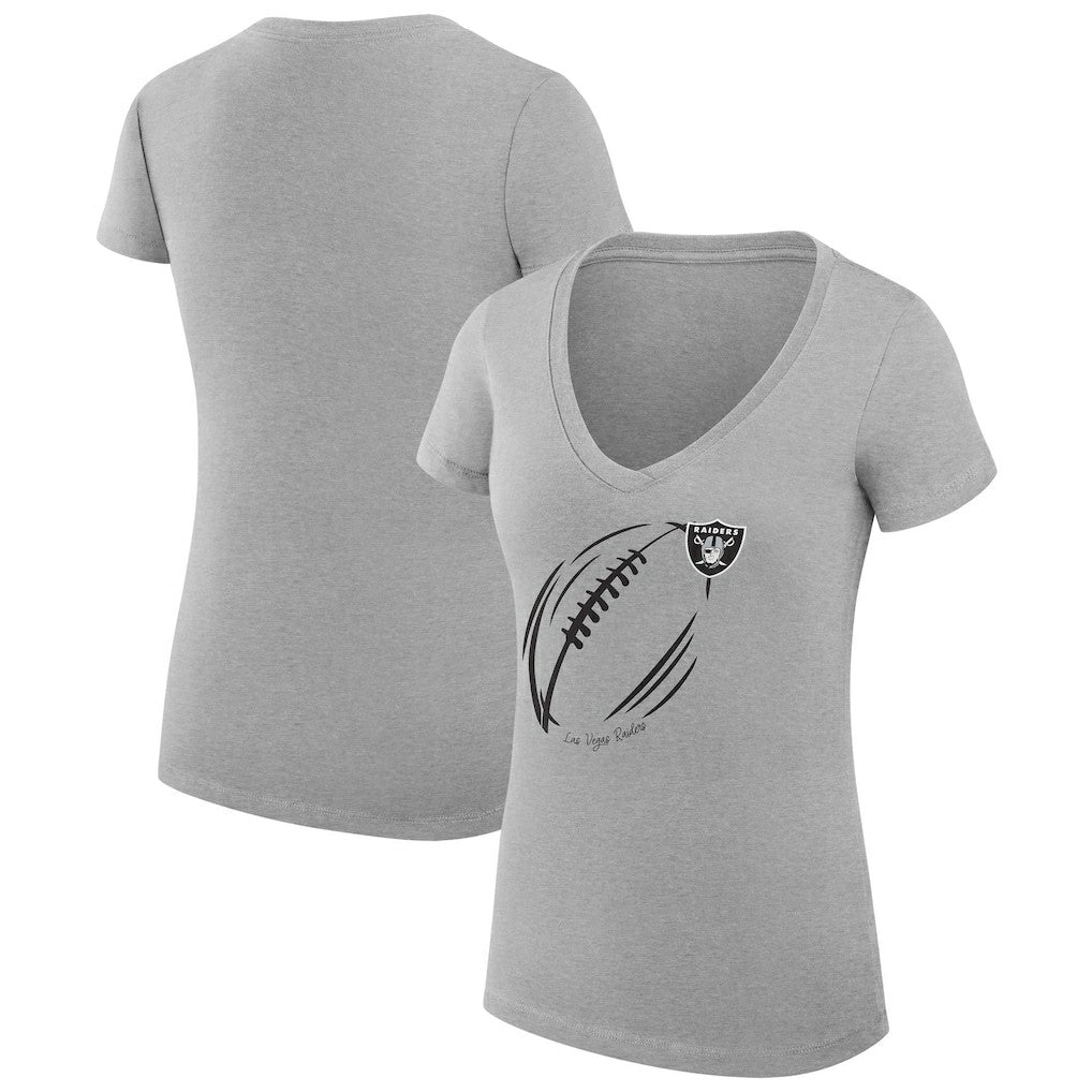 Las Vegas Raiders  G-III 4Her by Carl Banks Women's Super-Slim Fit Lightweight Subtle Football V-Neck T-Shirt