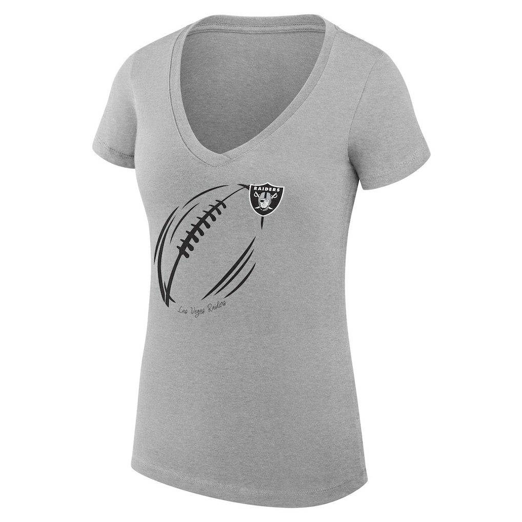 Las Vegas Raiders  G-III 4Her by Carl Banks Women's Super-Slim Fit Lightweight Subtle Football V-Neck T-Shirt