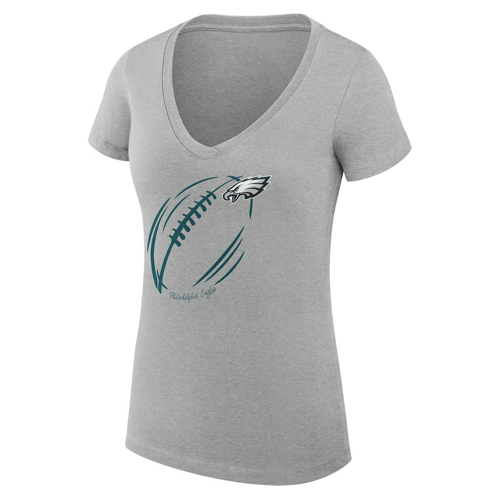 Philadelphia Eagles  G-III 4Her by Carl Banks Women's Super-Slim Fit Lightweight Subtle Football V-Neck T-Shirt