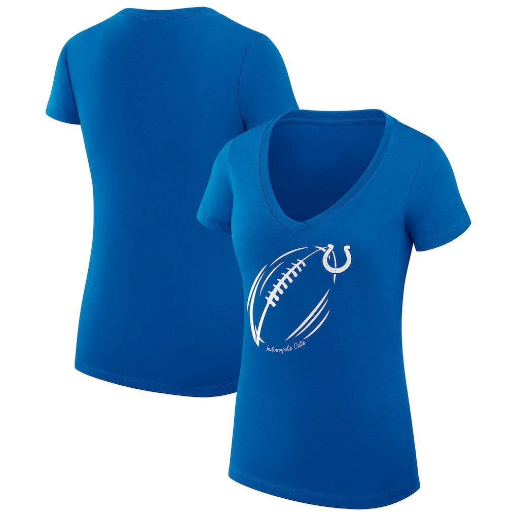 Indianapolis Colts  G-III 4Her by Carl Banks Women's Super-Slim Fit Lightweight Subtle Football V-Neck T-Shirt