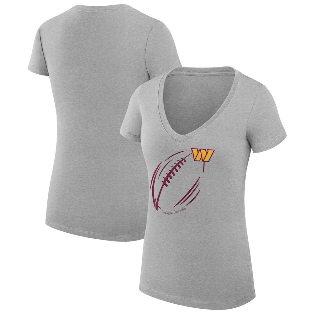 Washington Commanders  G-III 4Her by Carl Banks Women's Super-Slim Fit Lightweight Subtle Football V-Neck T-Shirt