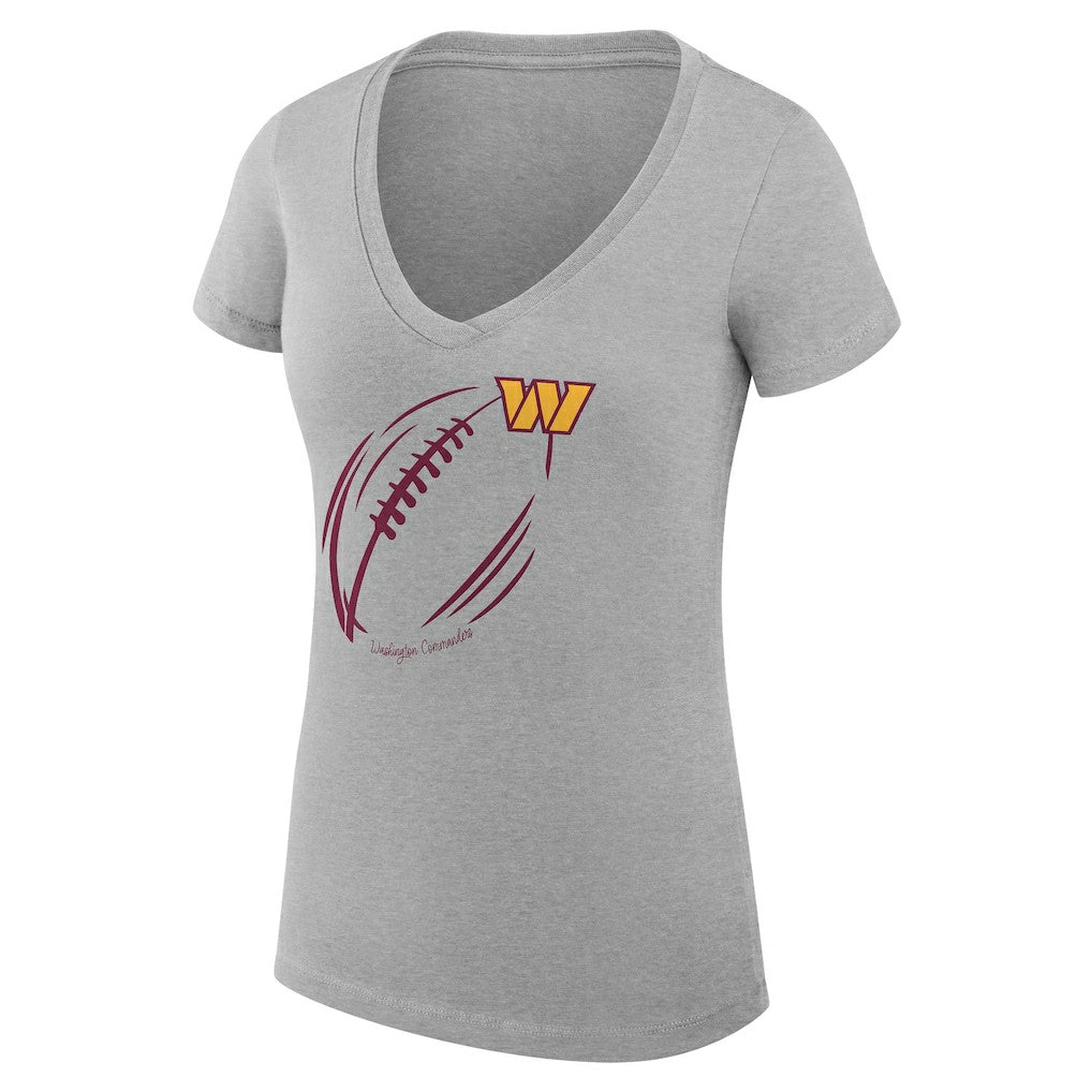 Washington Commanders  G-III 4Her by Carl Banks Women's Super-Slim Fit Lightweight Subtle Football V-Neck T-Shirt