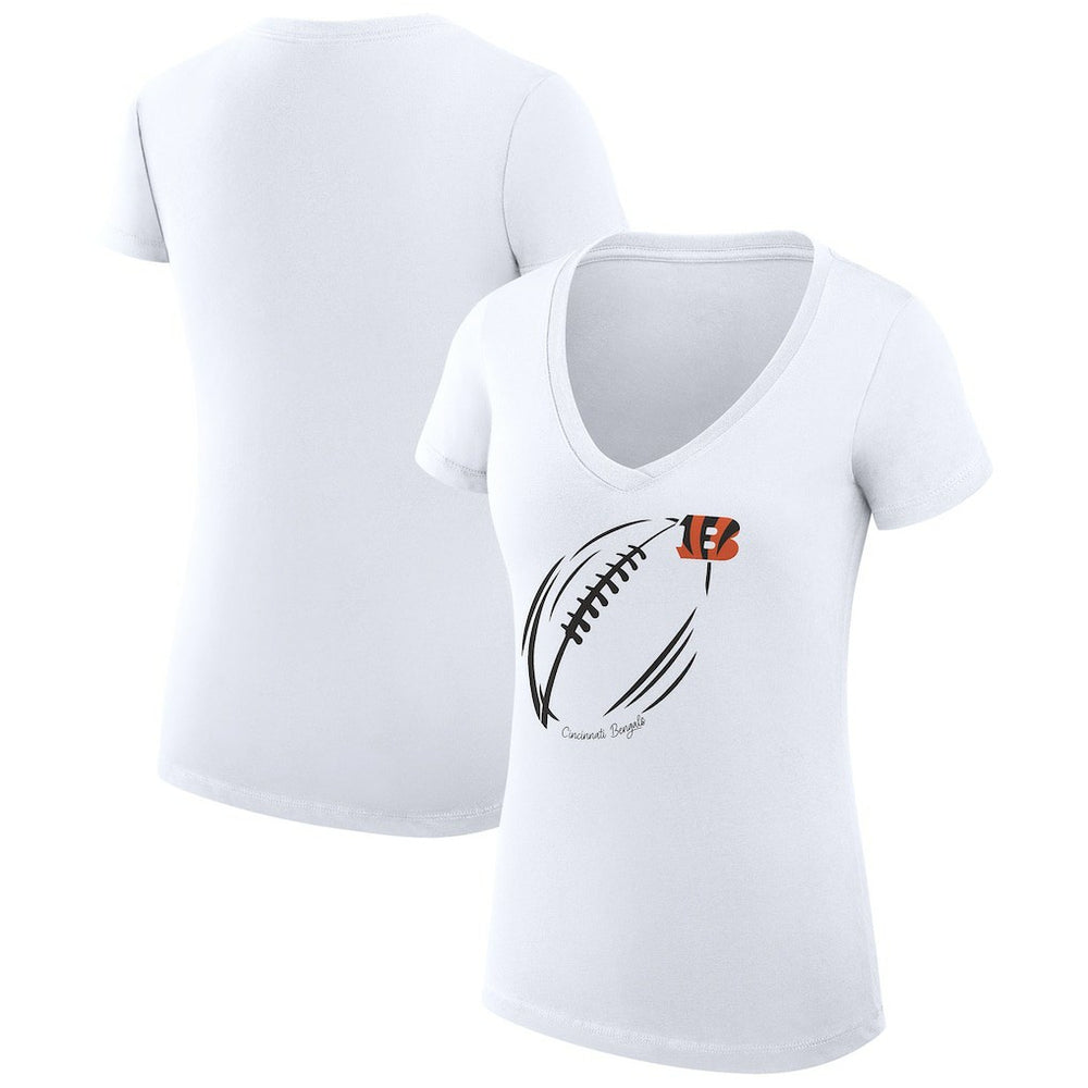 Cincinnati Bengals  G-III 4Her by Carl Banks Women's Super-Slim Fit Lightweight Subtle Football V-Neck T-Shirt