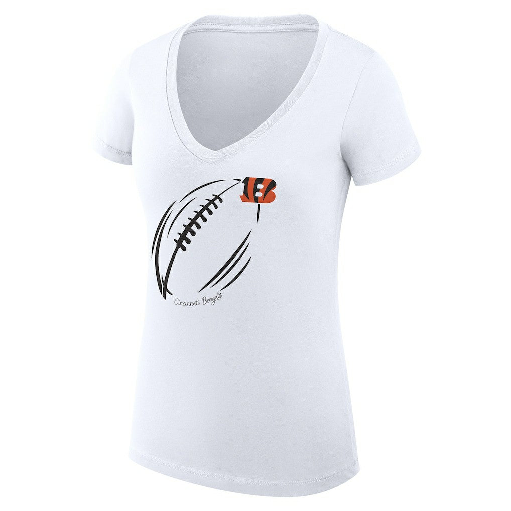 Cincinnati Bengals  G-III 4Her by Carl Banks Women's Super-Slim Fit Lightweight Subtle Football V-Neck T-Shirt