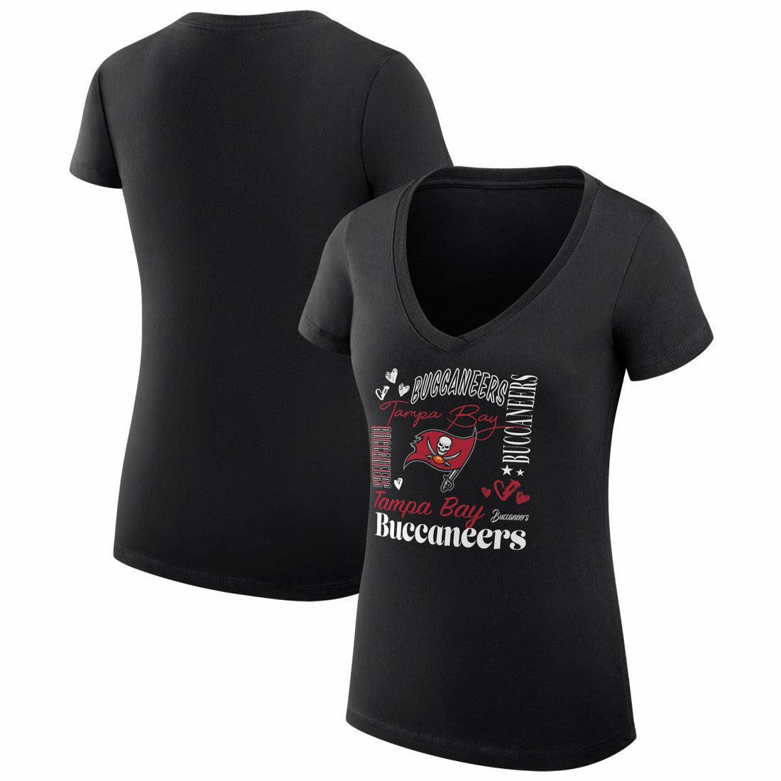 Tampa Bay Buccaneers  G-III 4Her by Carl Banks Women's Super-Slim Fit Lightweight Collage Team V-Neck T-Shirt