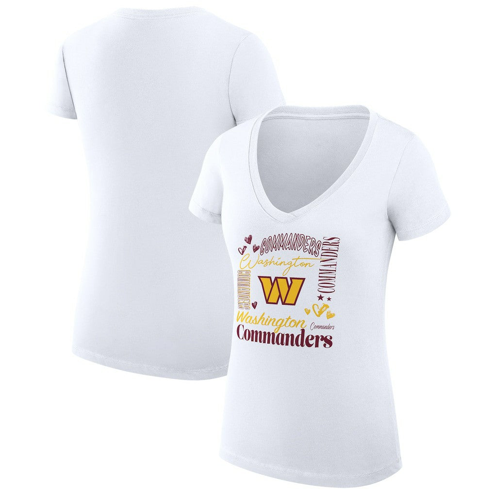 Washington Commanders  G-III 4Her by Carl Banks Women's Super-Slim Fit Lightweight Collage Team V-Neck T-Shirt