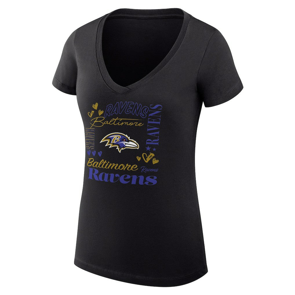 Baltimore Ravens  G-III 4Her by Carl Banks Women's Super-Slim Fit Lightweight Collage Team V-Neck T-Shirt