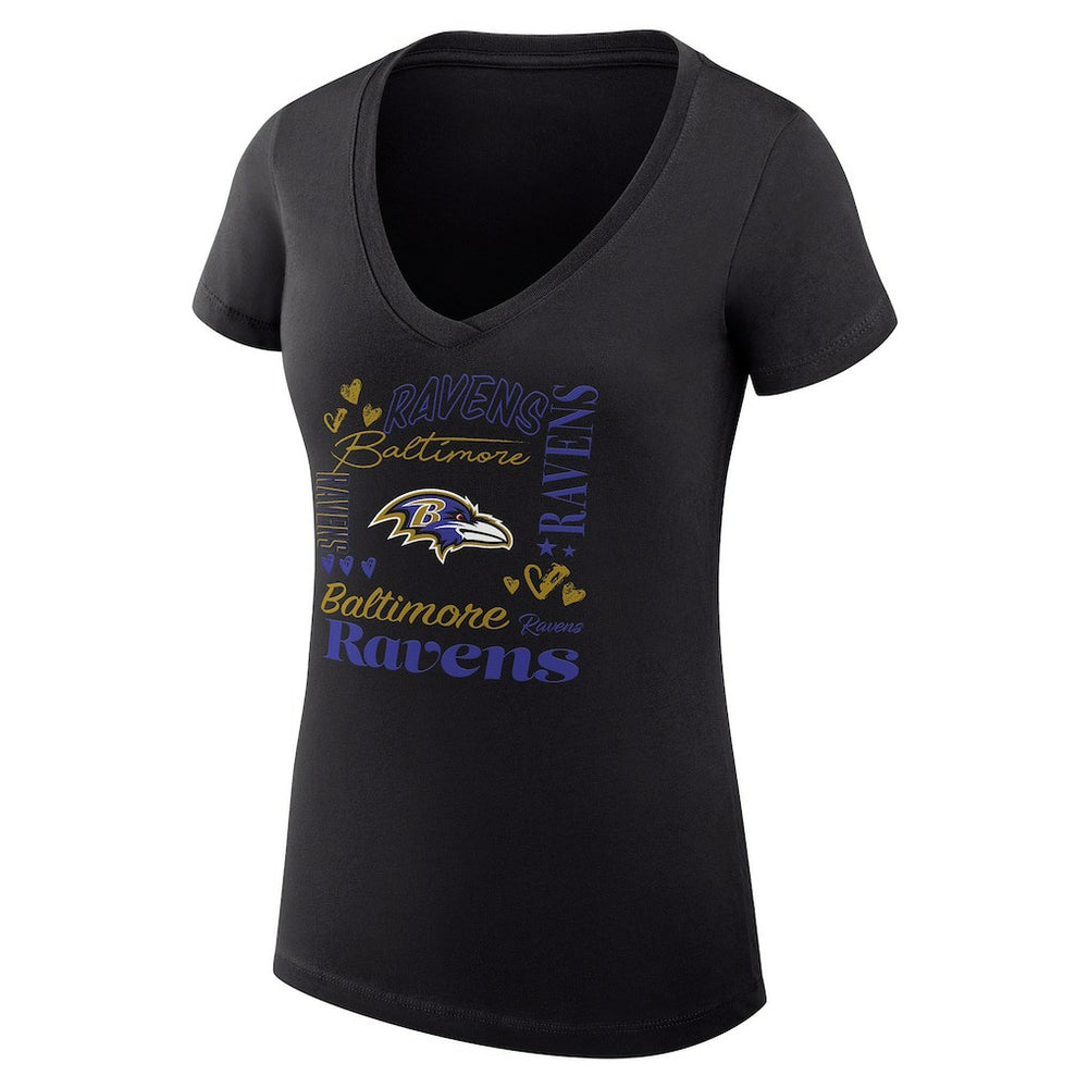 Baltimore Ravens  G-III 4Her by Carl Banks Women's Super-Slim Fit Lightweight Collage Team V-Neck T-Shirt