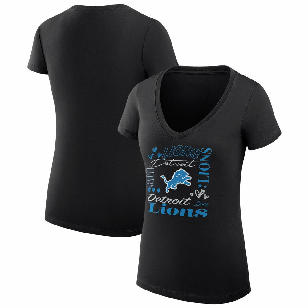 Detroit Lions  G-III 4Her by Carl Banks Women's Super-Slim Fit Lightweight Collage Team V-Neck T-Shirt