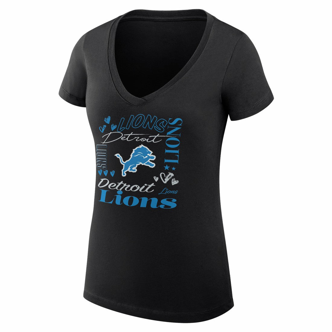Detroit Lions  G-III 4Her by Carl Banks Women's Super-Slim Fit Lightweight Collage Team V-Neck T-Shirt