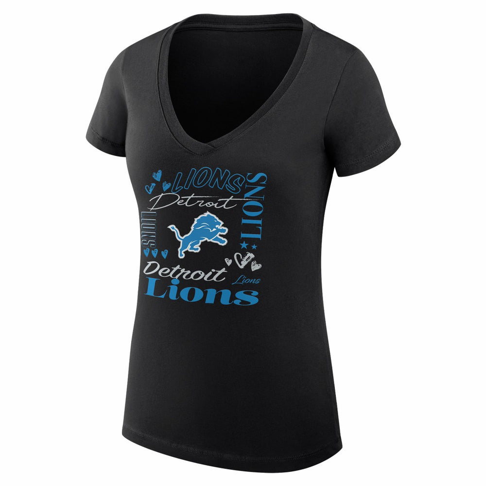 Detroit Lions  G-III 4Her by Carl Banks Women's Super-Slim Fit Lightweight Collage Team V-Neck T-Shirt
